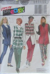 3865 BURDA SUPER EASY CUTE VESTS LENGTHS, PANTS PATTERN 10-20 UNCUT